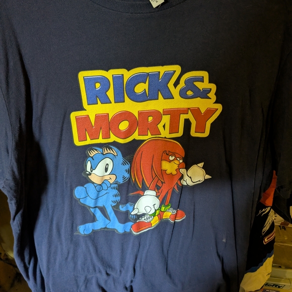 Rick & Morty Parody Navy Blue T-Shirt - Picture 1 of 1